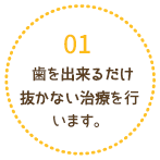  歯を出来るだけ抜かない治療を行います。